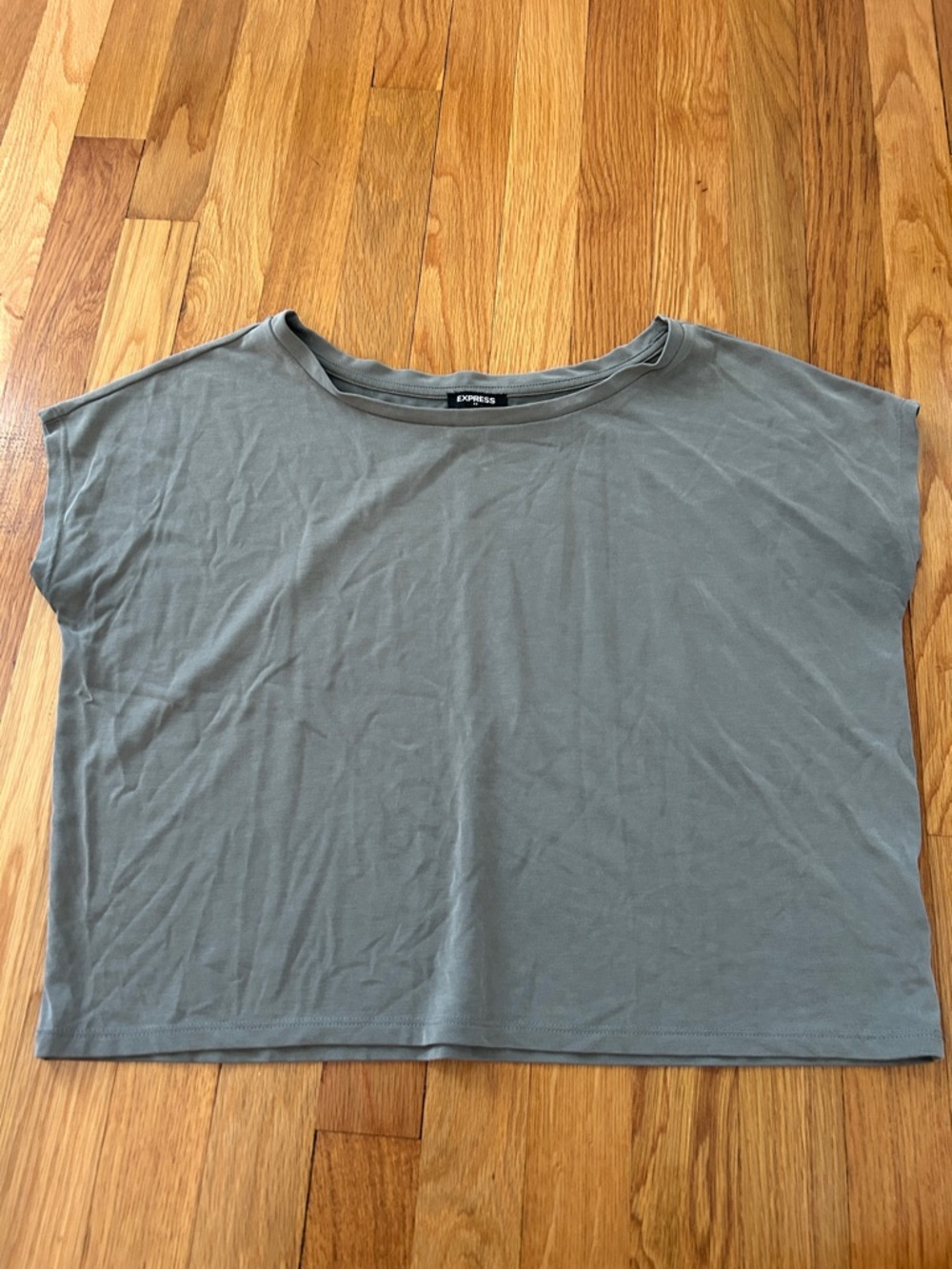 Express Olive Gray Boxy Short Sleeve Tee